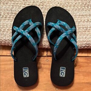 Mush Blue and Black Sandals